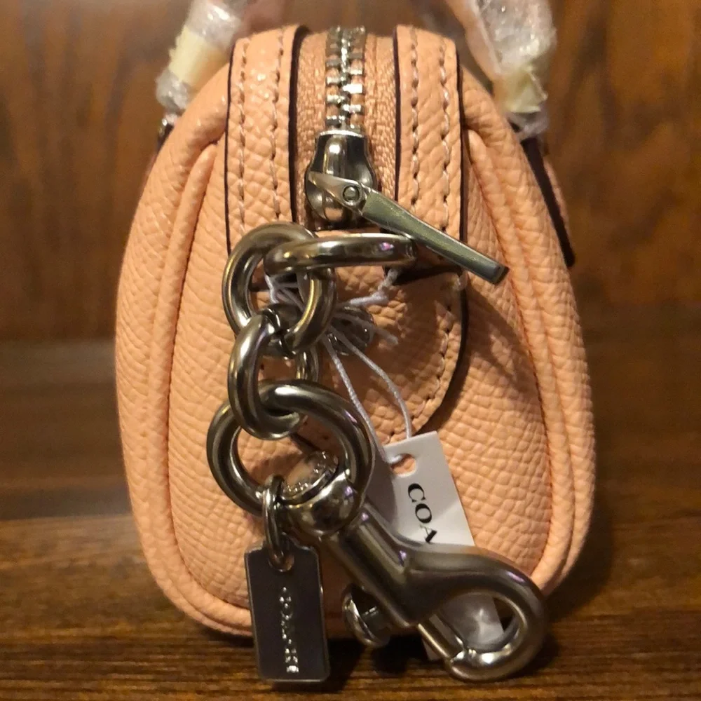 NWT-Coach-Mini Rowan Satchel Bag Charm/Keychain-Light Blush/Silver-$138 - Picture 8 of 12